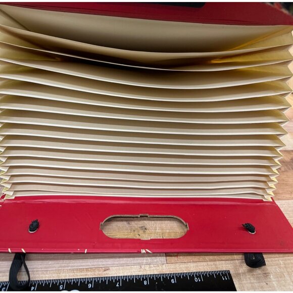 Decorative Red & Gold Expandable File Folder Organizer With Label Holders - Picture 9 of 9